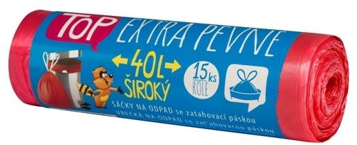 VIPOR HDPE TOP s páskou 40 l, červený,15 ks