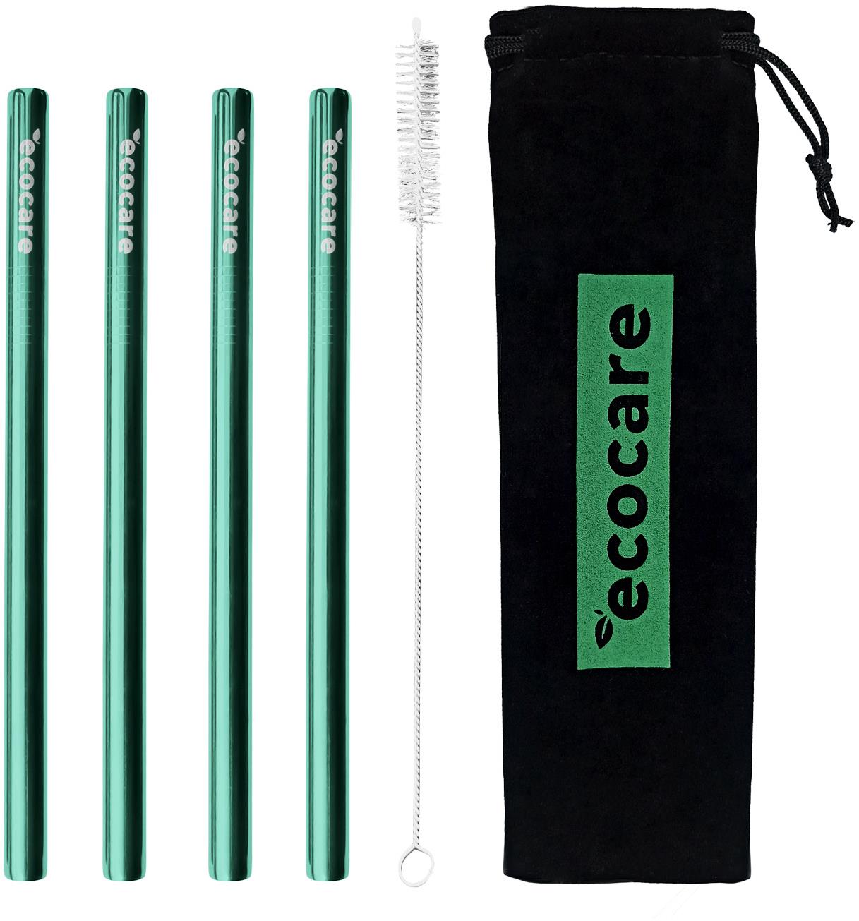 ECOCARE ekologická kovová brčka Maxi Green 21,5 × 1,2 cm (4 ks)