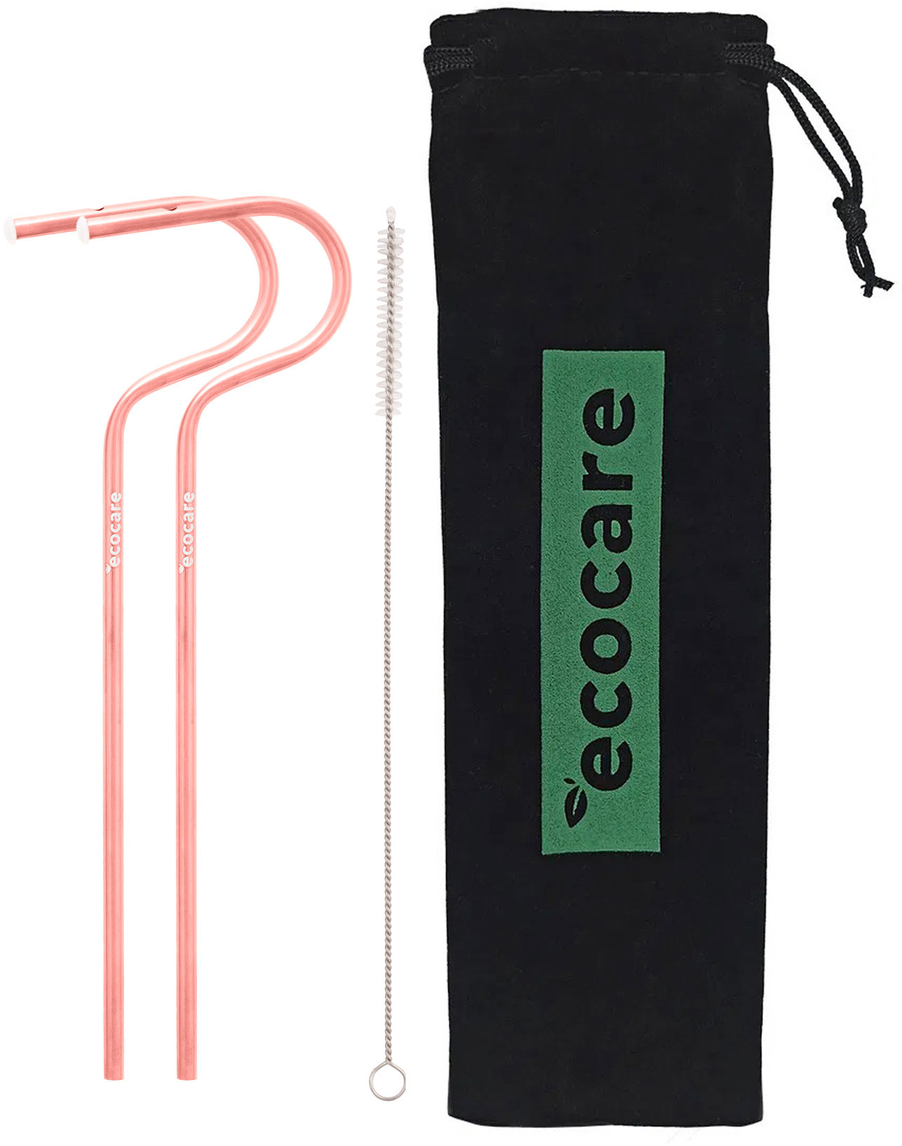 ECOCARE Ekologická kovová brčka Růžová 2 ks