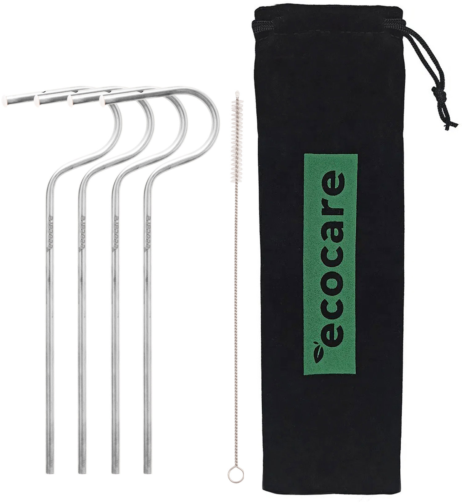 ECOCARE Ekologická kovová brčka Stříbrná 4 ks