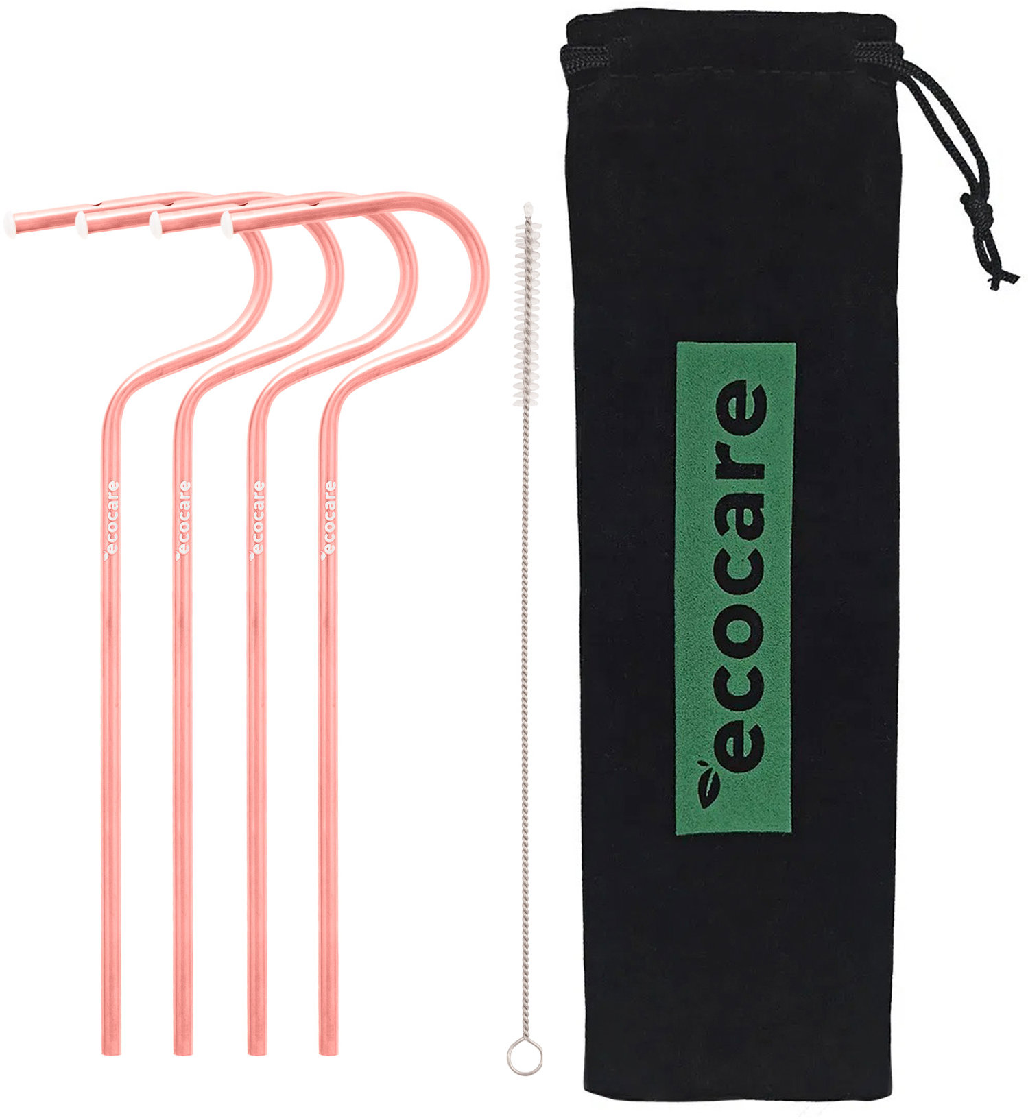 ECOCARE Ekologická kovová brčka Růžová 4 ks