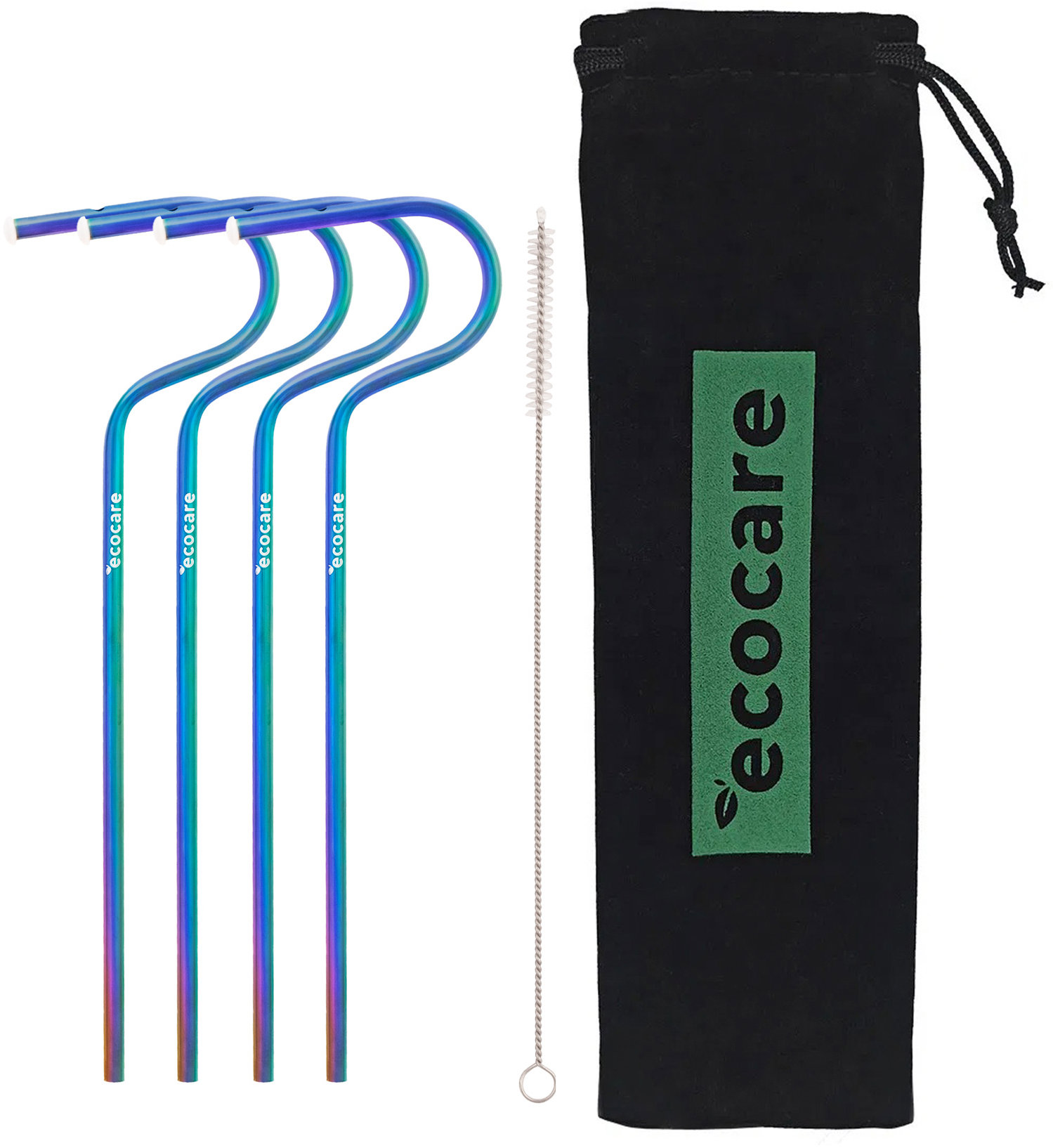 ECOCARE Ekologická kovová brčka Duhová 4 ks