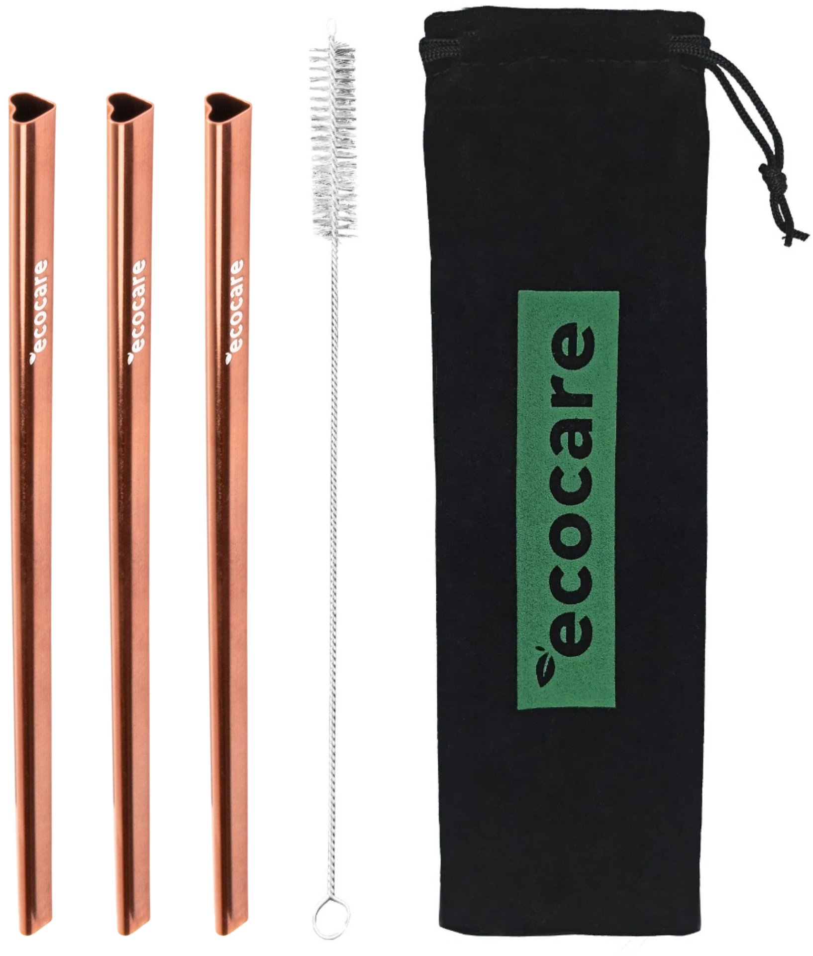 ECOCARE Ekologická kovová brčka Srdce Růžová 3 ks
