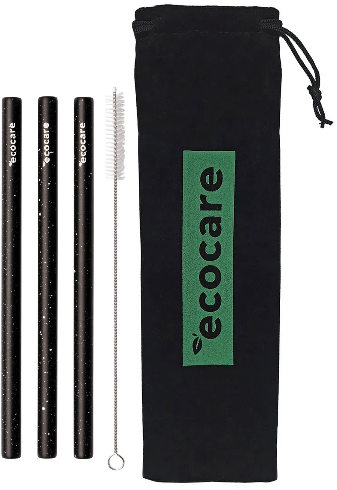 ECOCARE Ekologická kovová brčka Maxi Černé se vzorem 3 ks