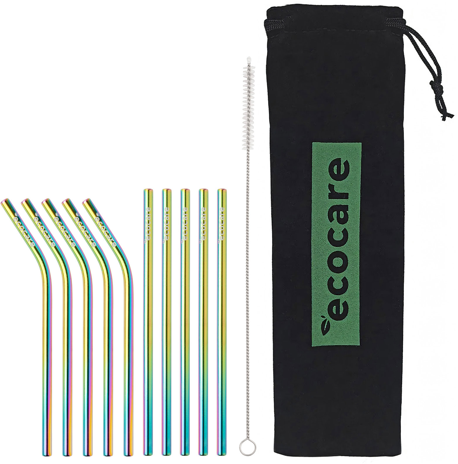 ECOCARE Kovová brčka mix duhové 10 ks