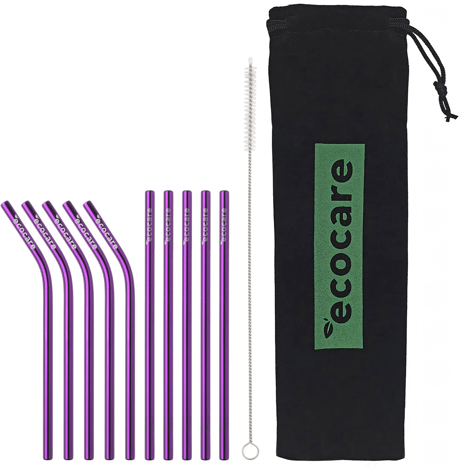 ECOCARE Kovová brčka krátka mix fialová 10 ks