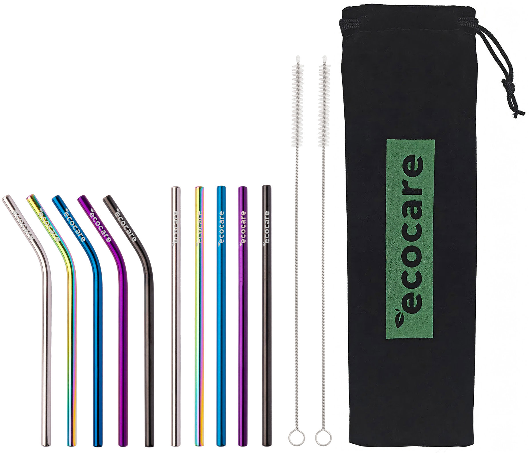 ECOCARE Kovová brčka krátka mix 10 ks