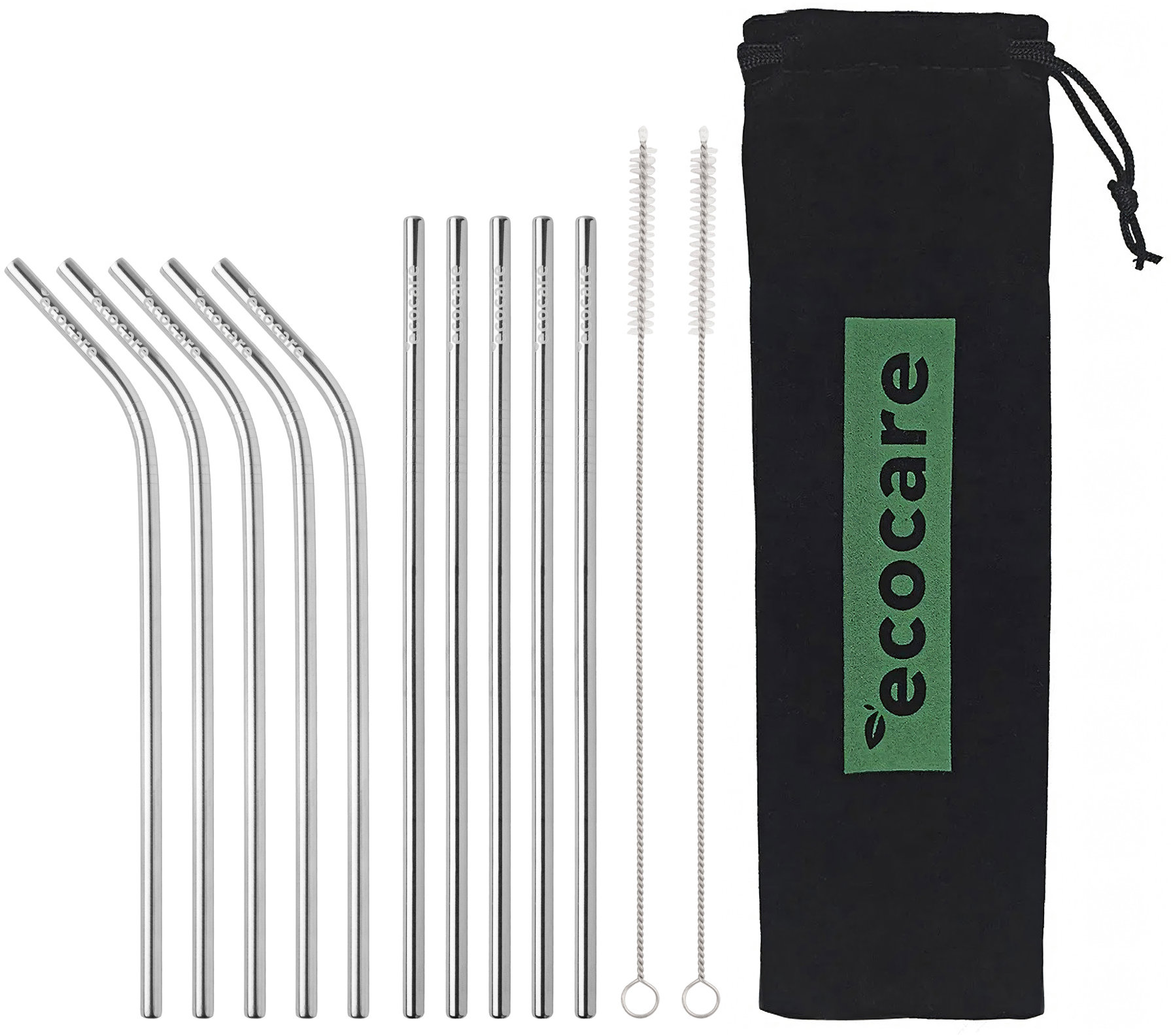 ECOCARE Kovová brčka mix stříbrná 10 ks