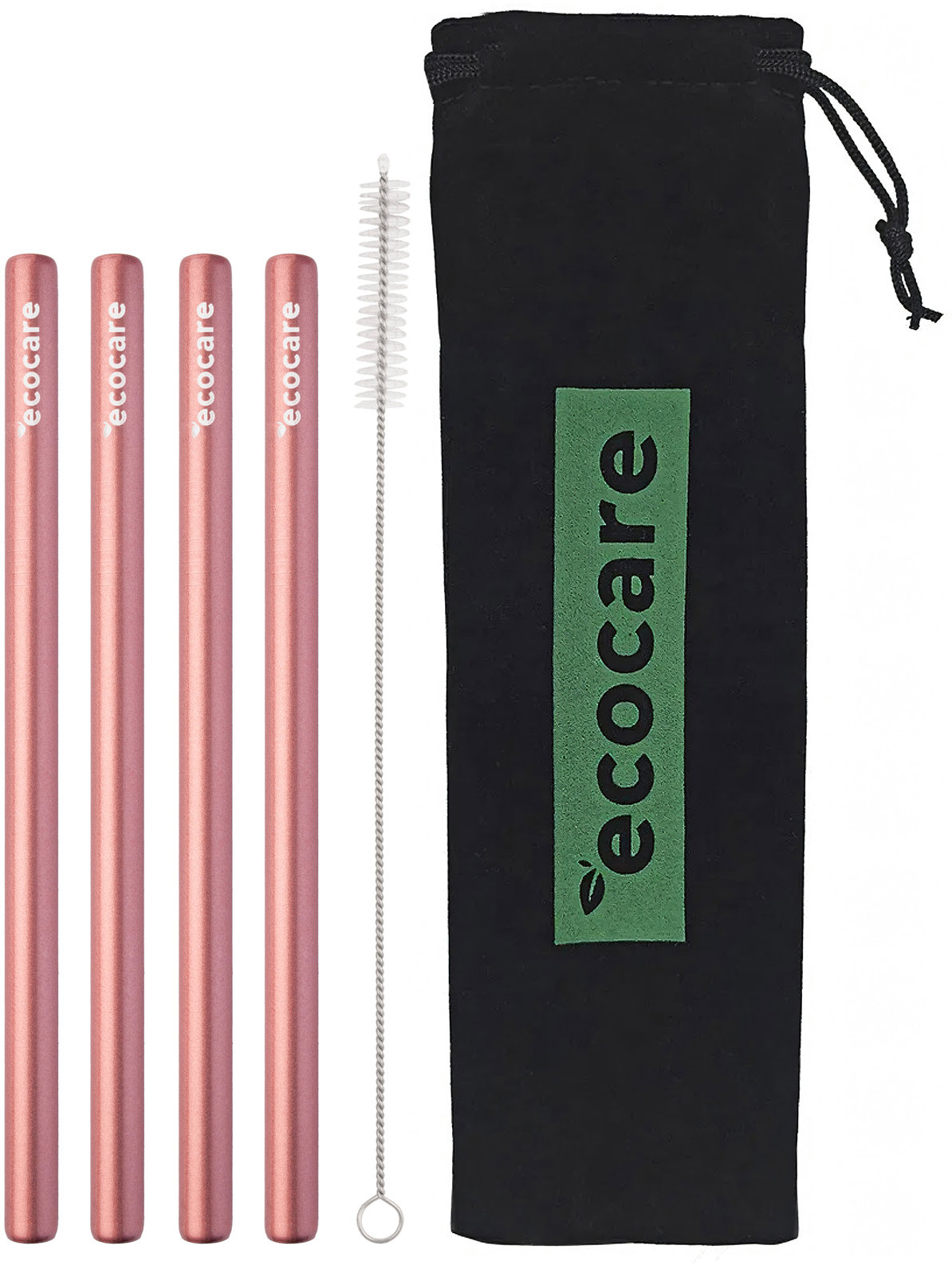 ECOCARE Kovová brčka maxi růžová 4 ks