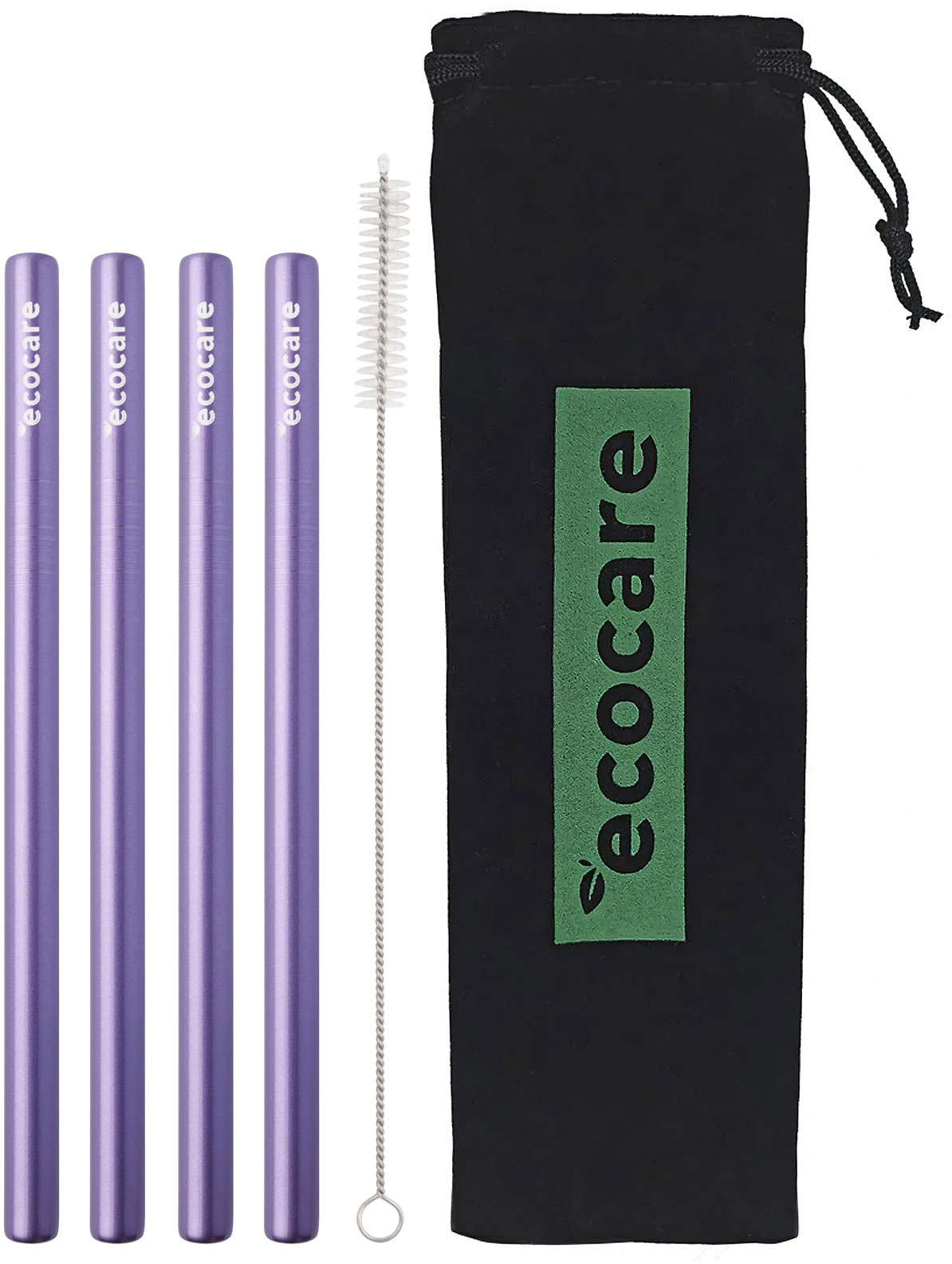 ECOCARE Kovová brčka maxi fialová 4 ks