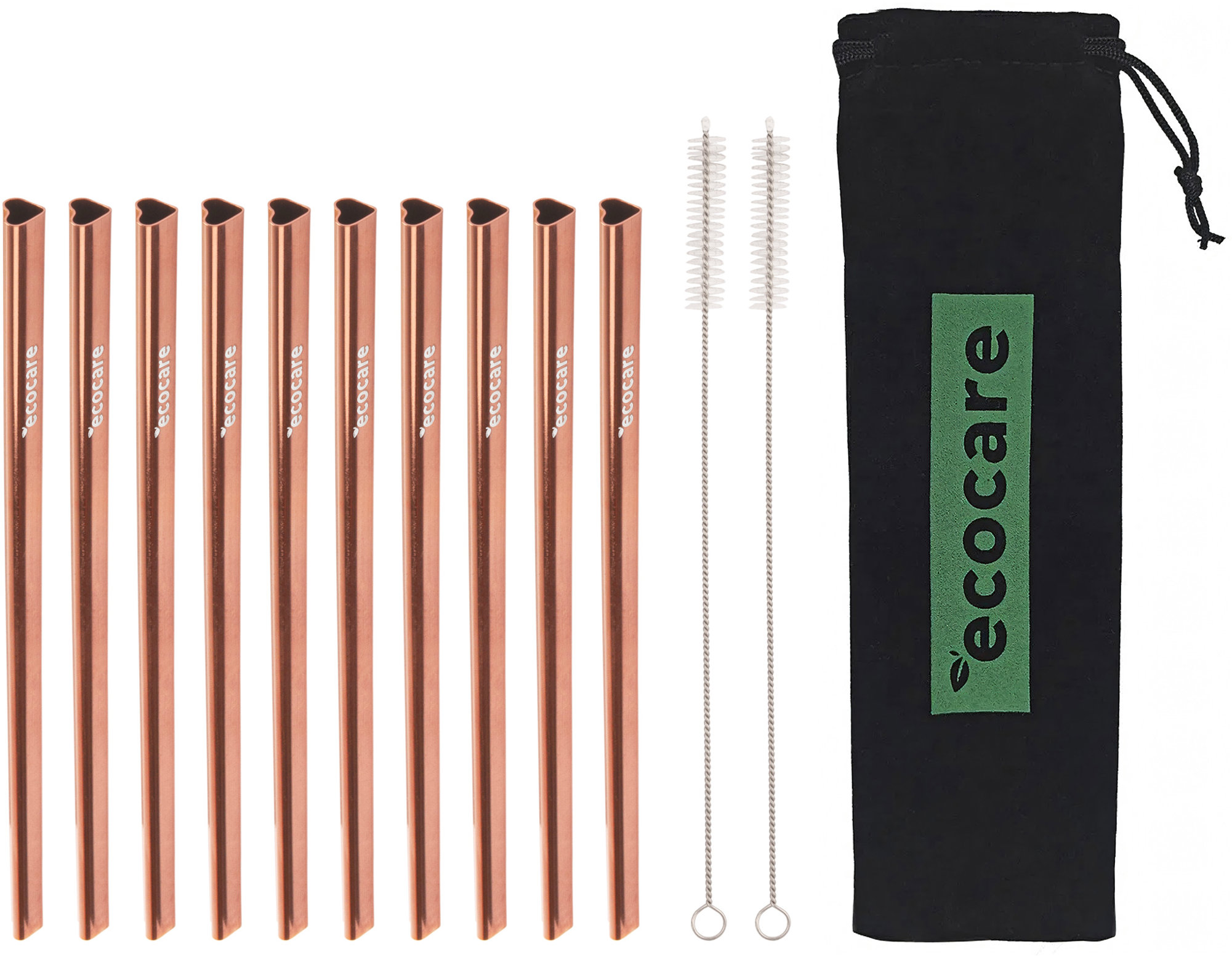 ECOCARE Kovová brčka srdce růžová 10 ks