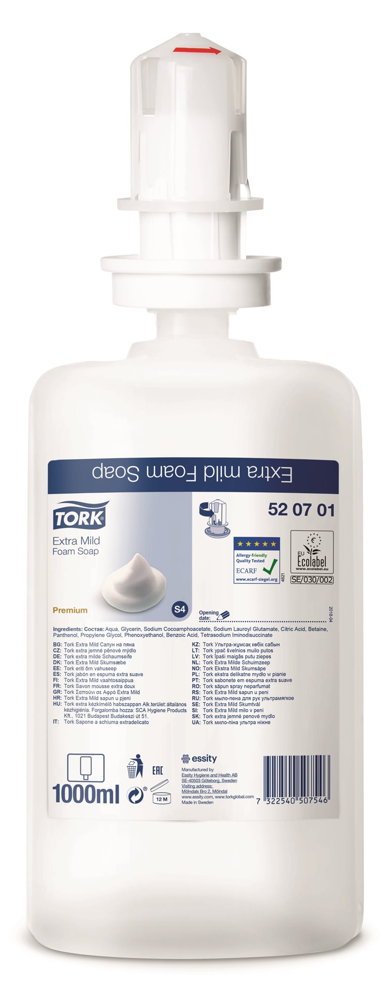 TORK Pěnové mýdlo jemné S4 1 l