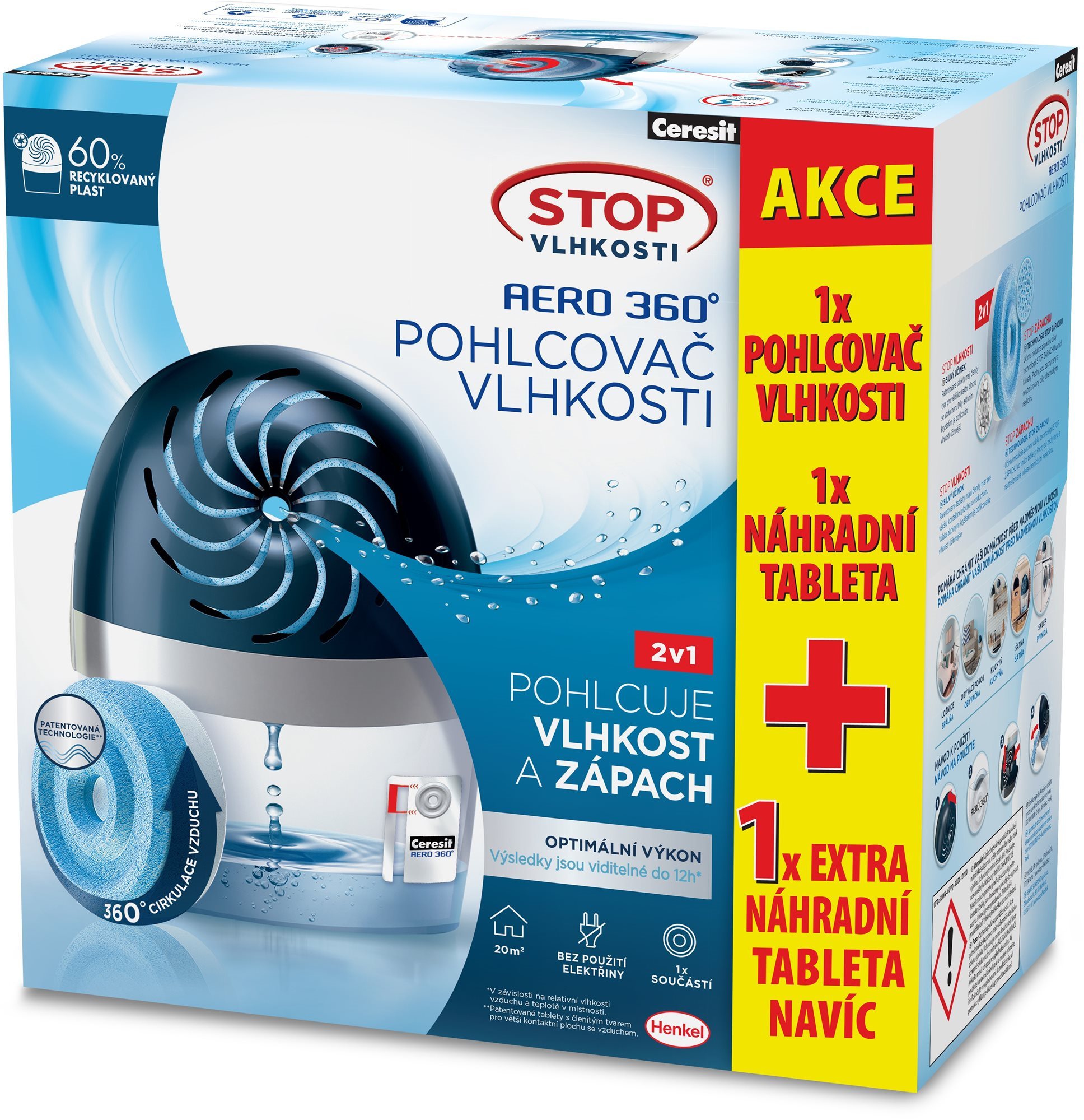 STOP VLHKOSTI Aero 360° modrý + tablety 2× 450 g