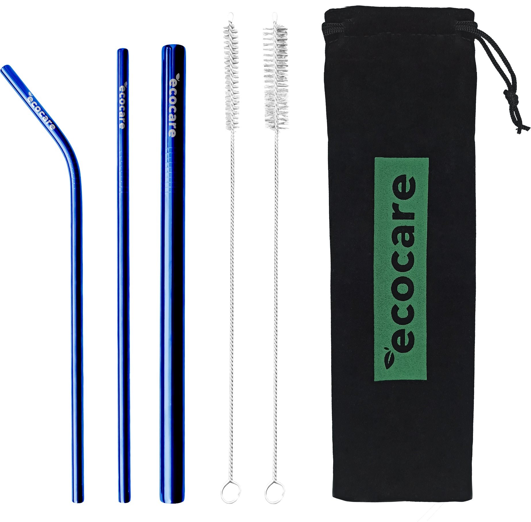 ECOCARE Ekologická Kovová Brčka Set Modrá