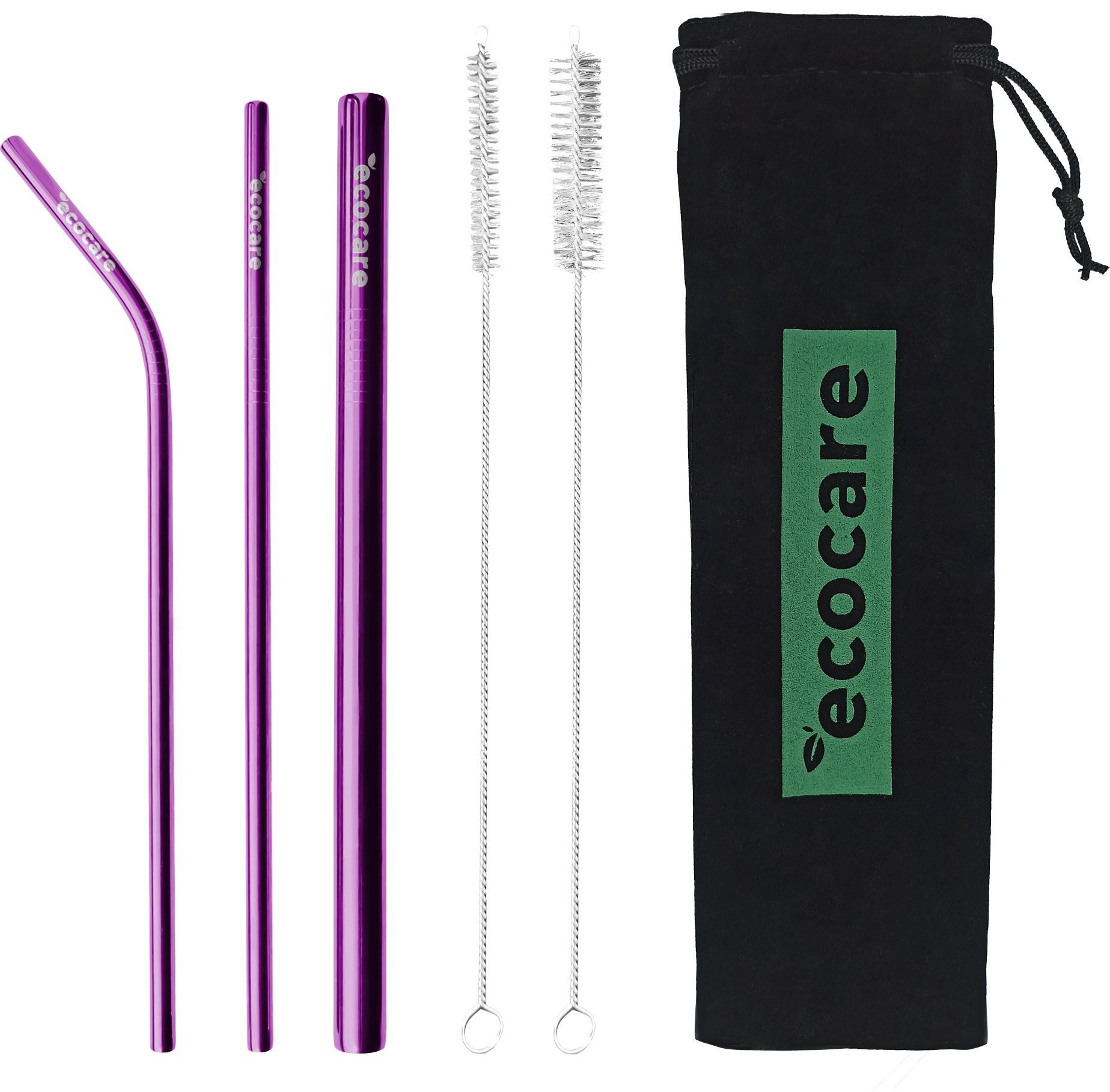 ECOCARE Ekologická Kovová Brčka Set Fialová