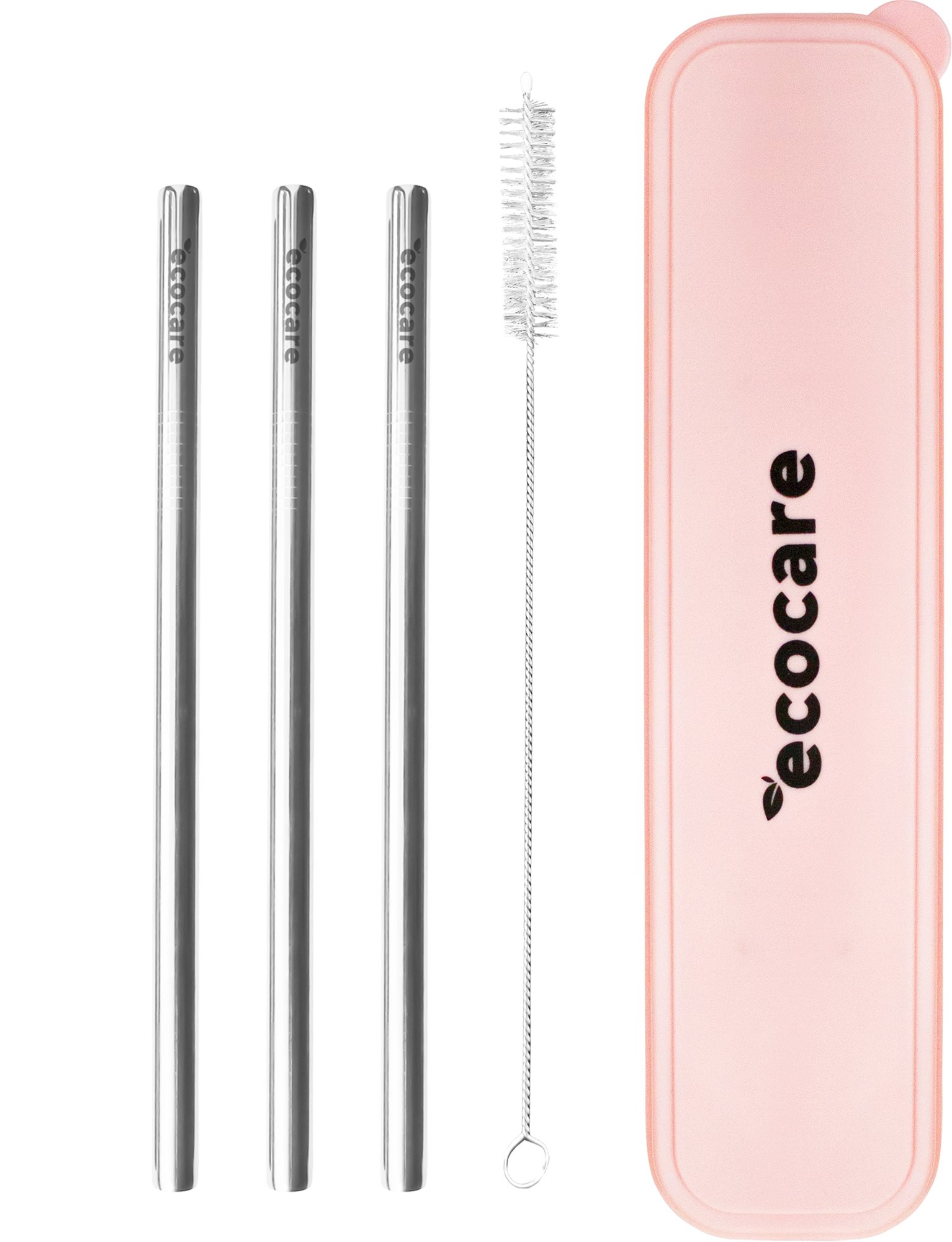 ECOCARE kovová brčka set ružové pouzdro