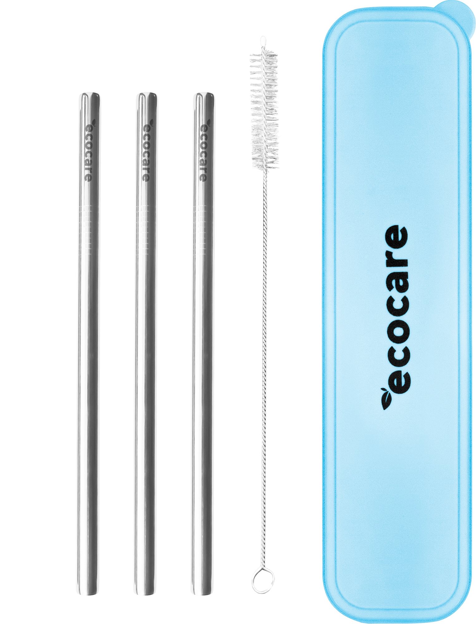 ECOCARE Kovová Brčka Set Modré Pouzdro