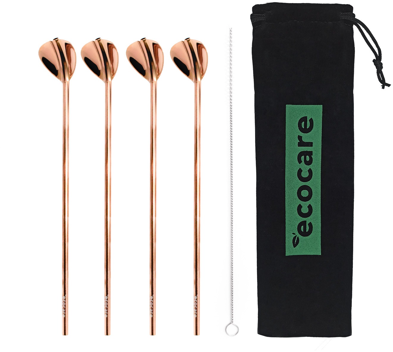 ECOCARE Lžičky s Brčkem Set 4 ks Rose Gold