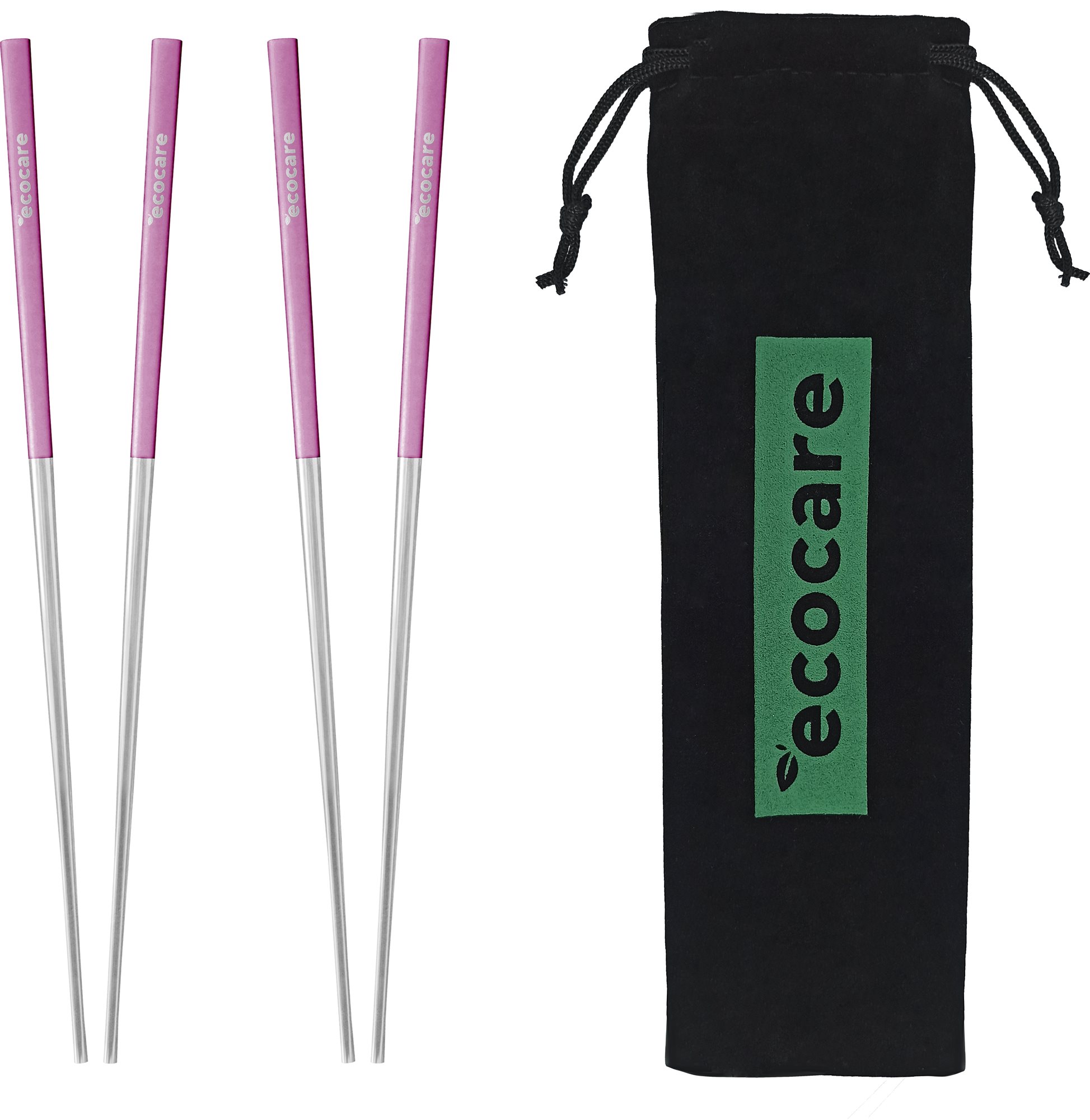 ECOCARE Kovové Hůlky s Obalem Silver-Pink 4 ks