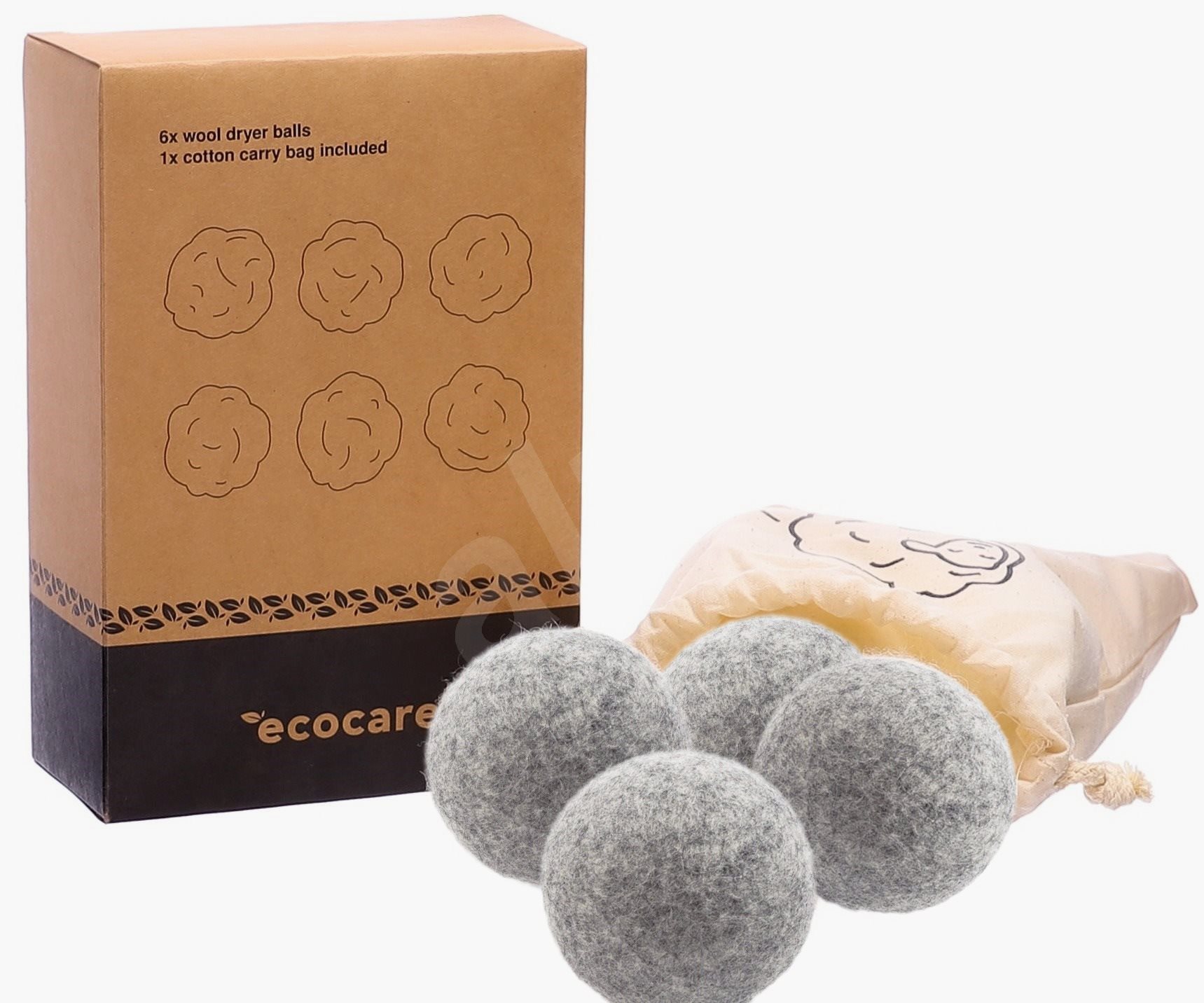 ECOCARE Koule z vlny do sušičky prádla šedá 6 ks