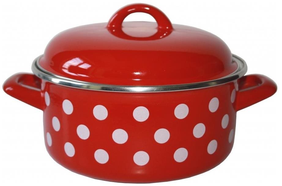 Metalac kastrol Červený puntík, Standard s poklicí 16 cm, 1,5 l