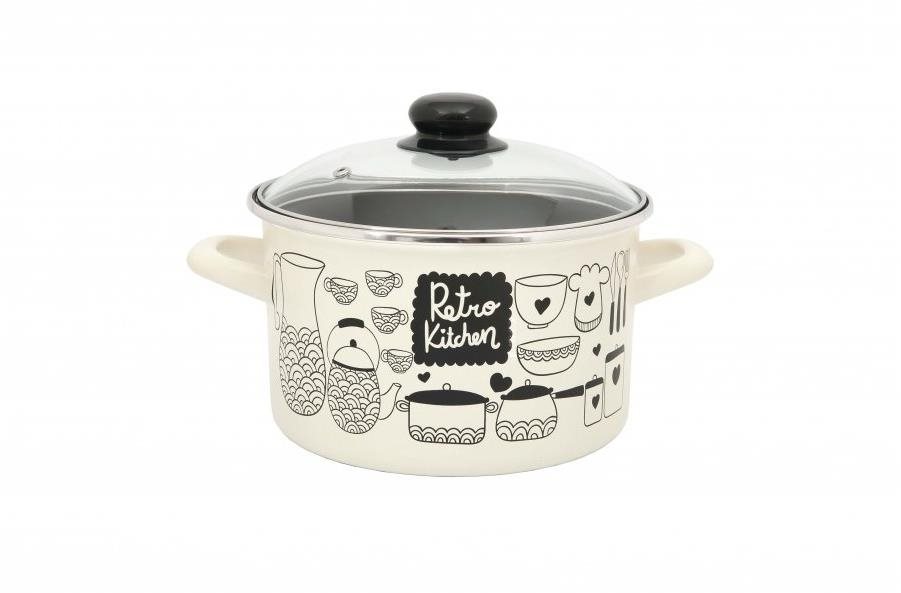 Metalac Hluboký kónický smaltovaný hrnec s poklicí Retro Kitchen, 20 cm, 4 l