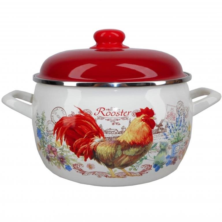 Metalac Smaltovaný hrnec Prince s poklicí, kohout, 20 cm, 4 l
