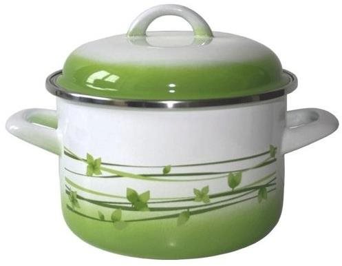 Metalac Hluboký smaltovaný hrnec Standard s poklicí, tráva, 16 cm, 2 l