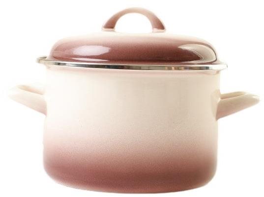 Metalac Hluboký smaltovaný hrnec Standard s poklicí, capuccino, 16 cm, 2 l