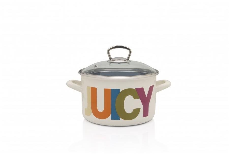 Metalac Hluboký smaltovaný hrnec Standard s poklicí Juicy_Tasty, 16 cm, 2 l