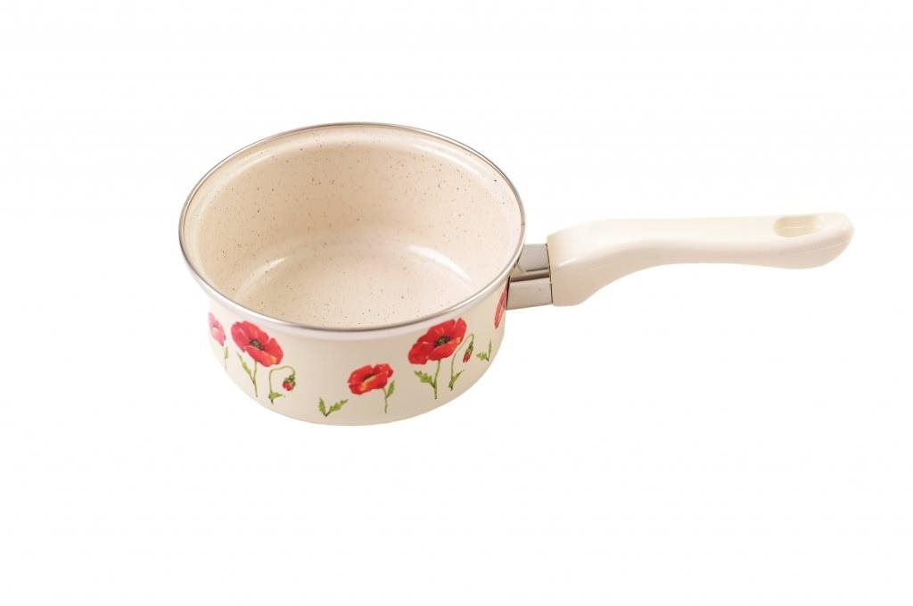 Metalac Smaltovaný rendlík, mák, 14 cm, 1 l
