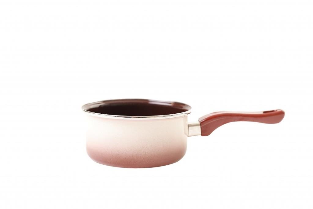 Metalac Smaltovaný rendlík s dlouhou bakelitovou ručkou, capuccino, 16 cm, 1,5 l