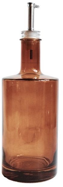 DomaLEP Skleněná láhev na olej 500 ml hnědá s nerezovou nálevkou Vilo
