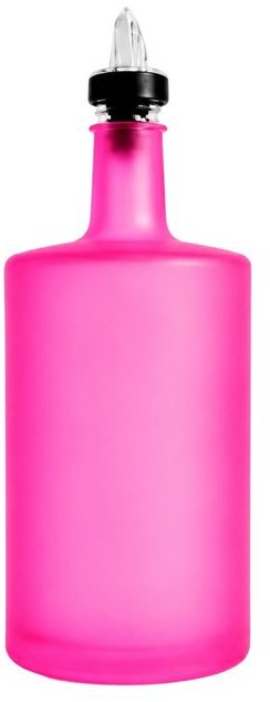 DomaLEP Vilo Skleněná láhev na olej 500 ml, neonově růžová s čirou nálevkou