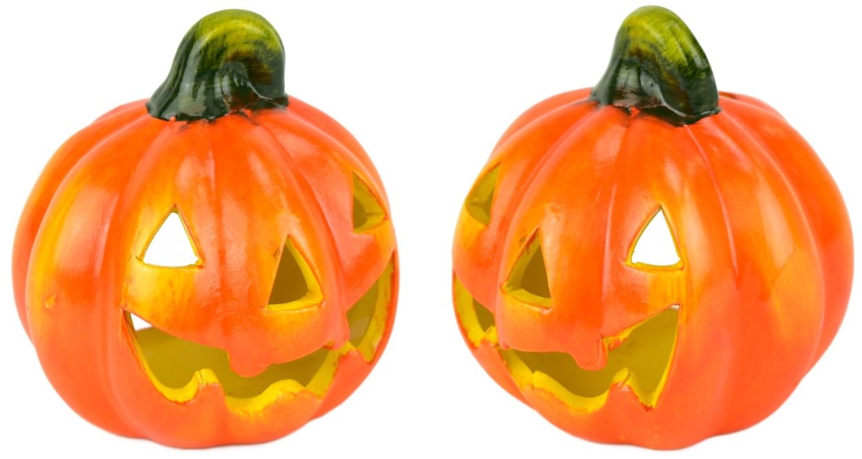 BerryHome Dýně keramická smějící, set 2 ks, 10 × 12 cm