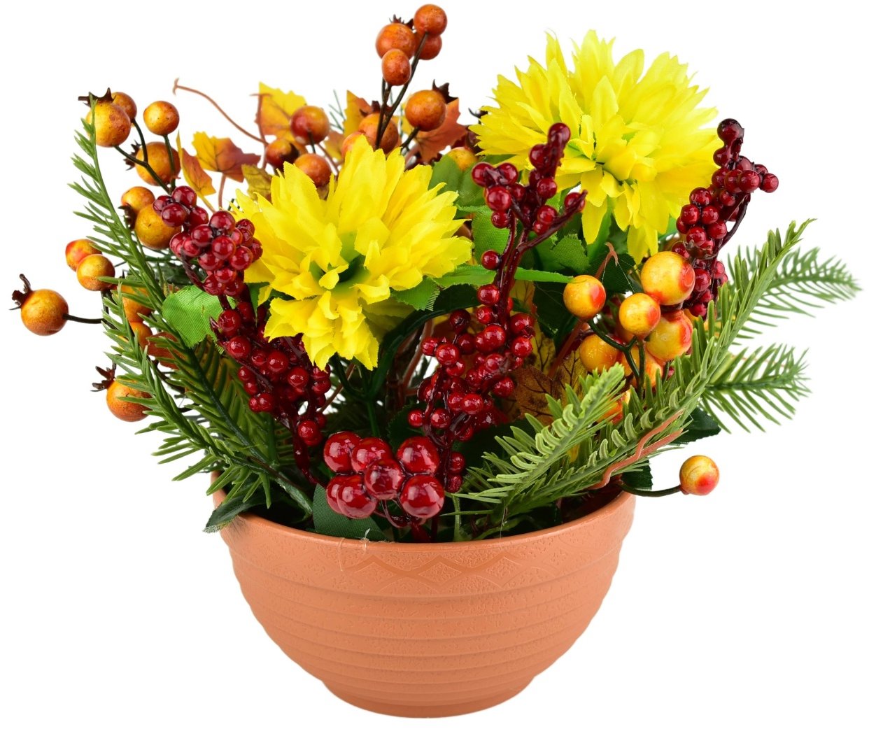 BerryHome Podzimní miska se žlutými chryzantémami 25 × 25 cm