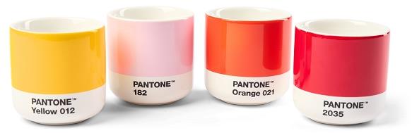 PANTONE Macchiato hrnek set 4 ks - Yellow, Red, Orange, Light Pink