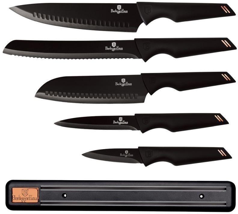 BERLINGERHAUS Sada nožů s magnetickým držákem 6 ks Black Rose Collection