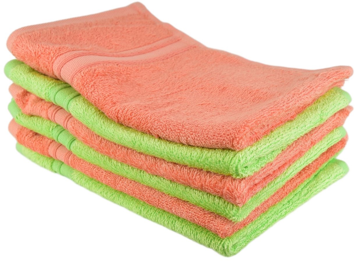 BerryHome Sada bambusových ručníků na ruce 6 ks 30 × 50 cm, losos/zelená