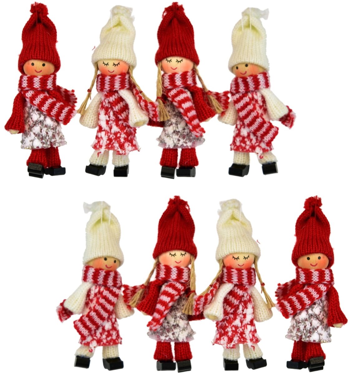 BerryHome Pletené panenky s nožičkami 10 cm, 4 ks v krabičce, set 2 ks