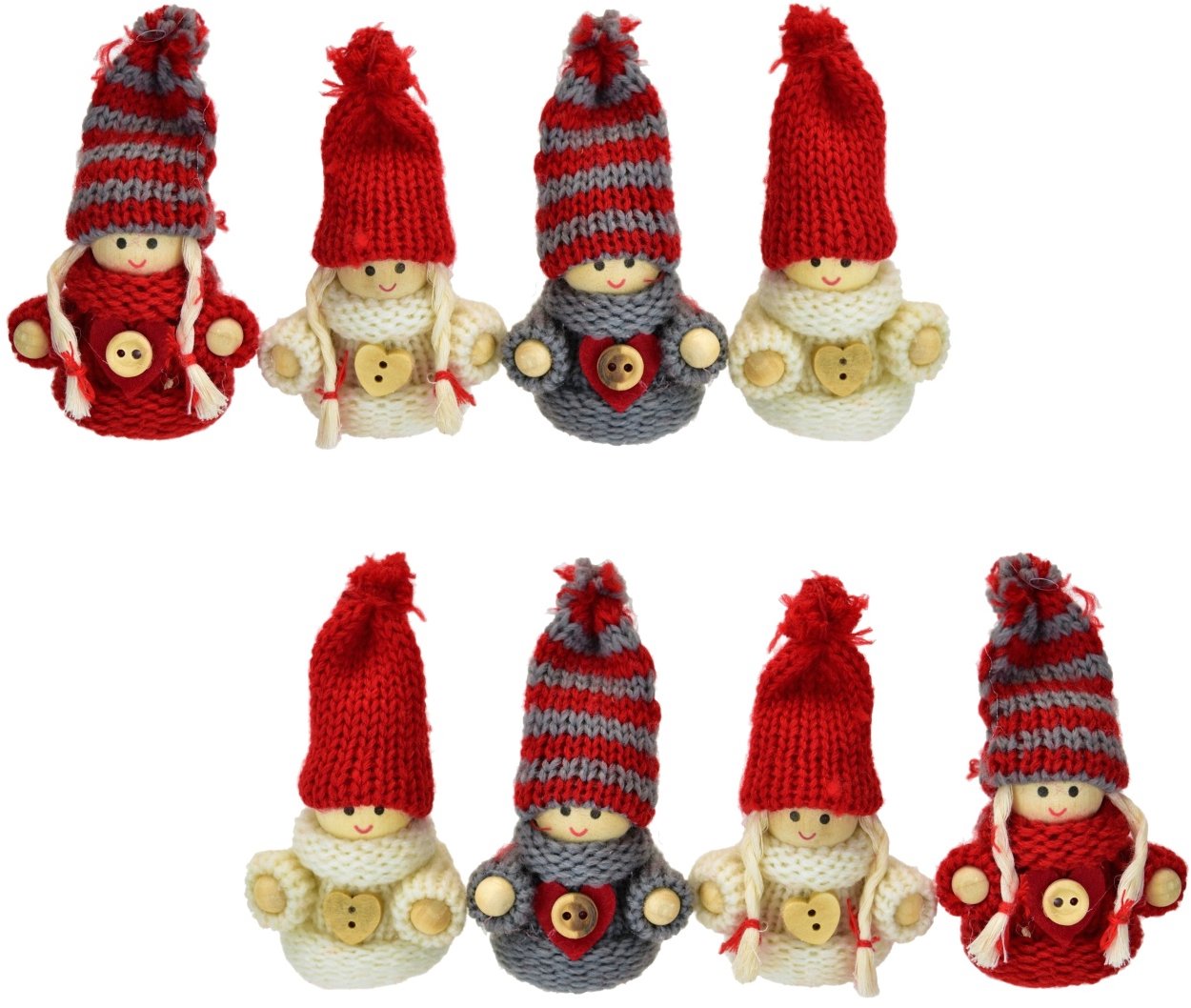 BerryHome Pletené panenky 8 cm, 4 ks v krabičce, set 2 ks