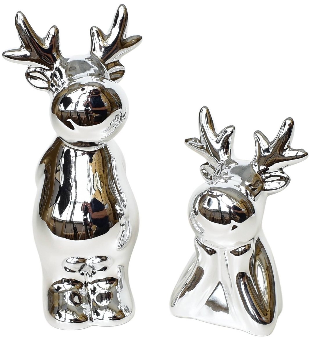 BerryHome Sob se sobíkem keramický stříbrný, 16 cm a 11 cm, set 2 ks