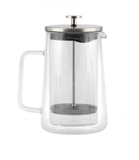 Vialli Design Konvice French Press, dvoustěnná 1000 ml, stříbrná_DIVA 9279