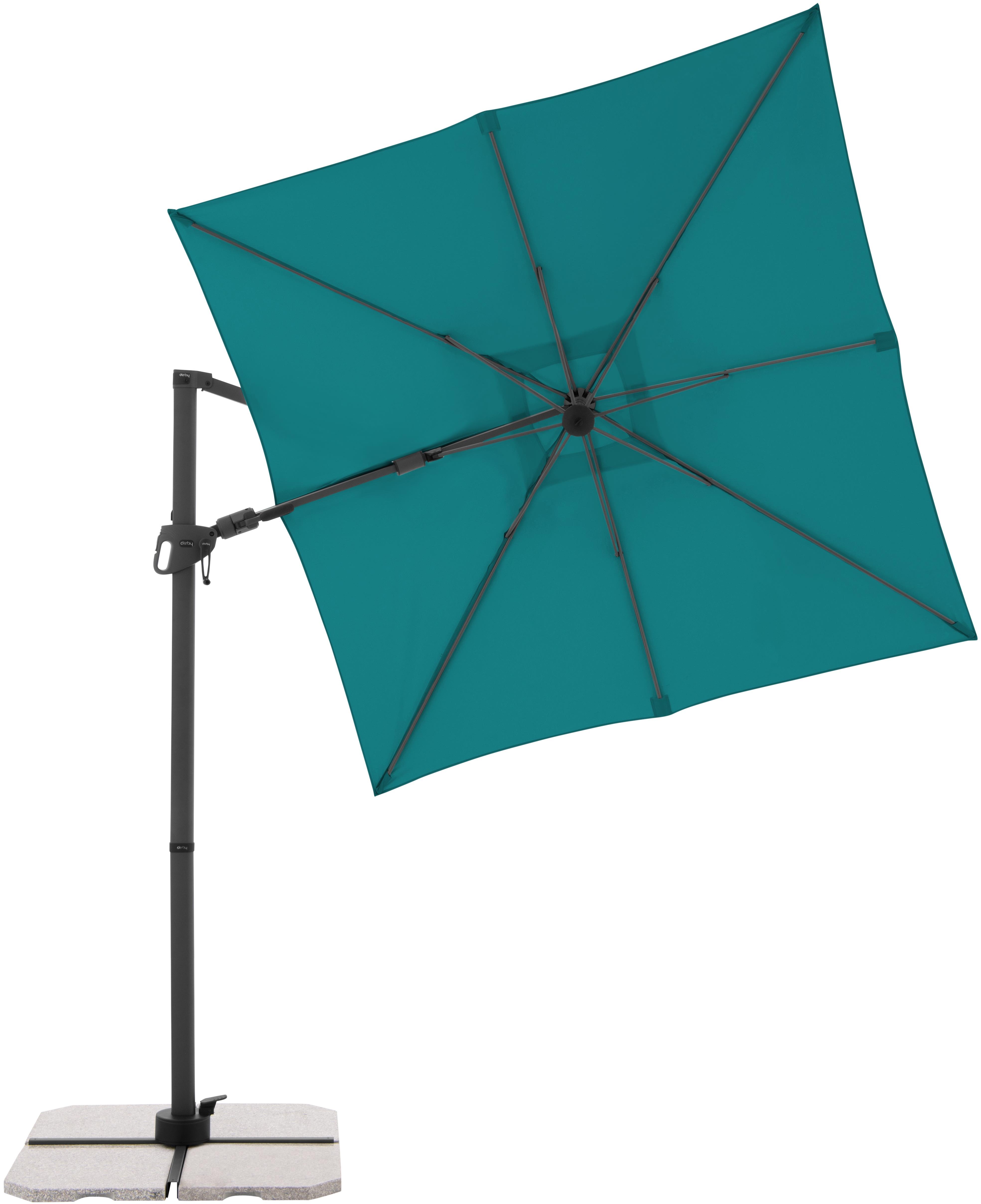 DERBY Slunečník zahradní DX, petrolejový 210 × 210cm, petrolej