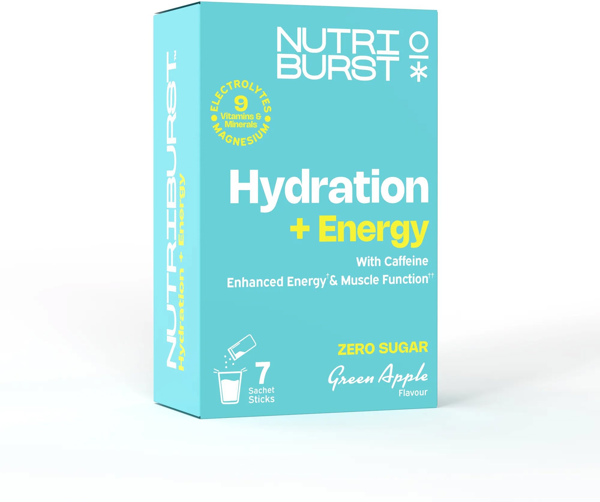 Nutriburst Elektrolyty Energy hydratační nápoj s vitamíny, příchuť zeleného jablka, 7 ks