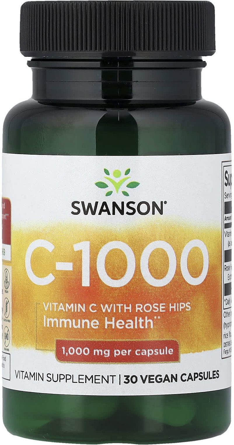 Swanson Vitamin C with Rose Hips 1000 mg 30 kapslí