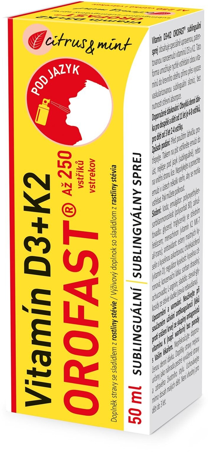 OROFAST Vitamín D3 + K2 sublinguální sprej 50 ml