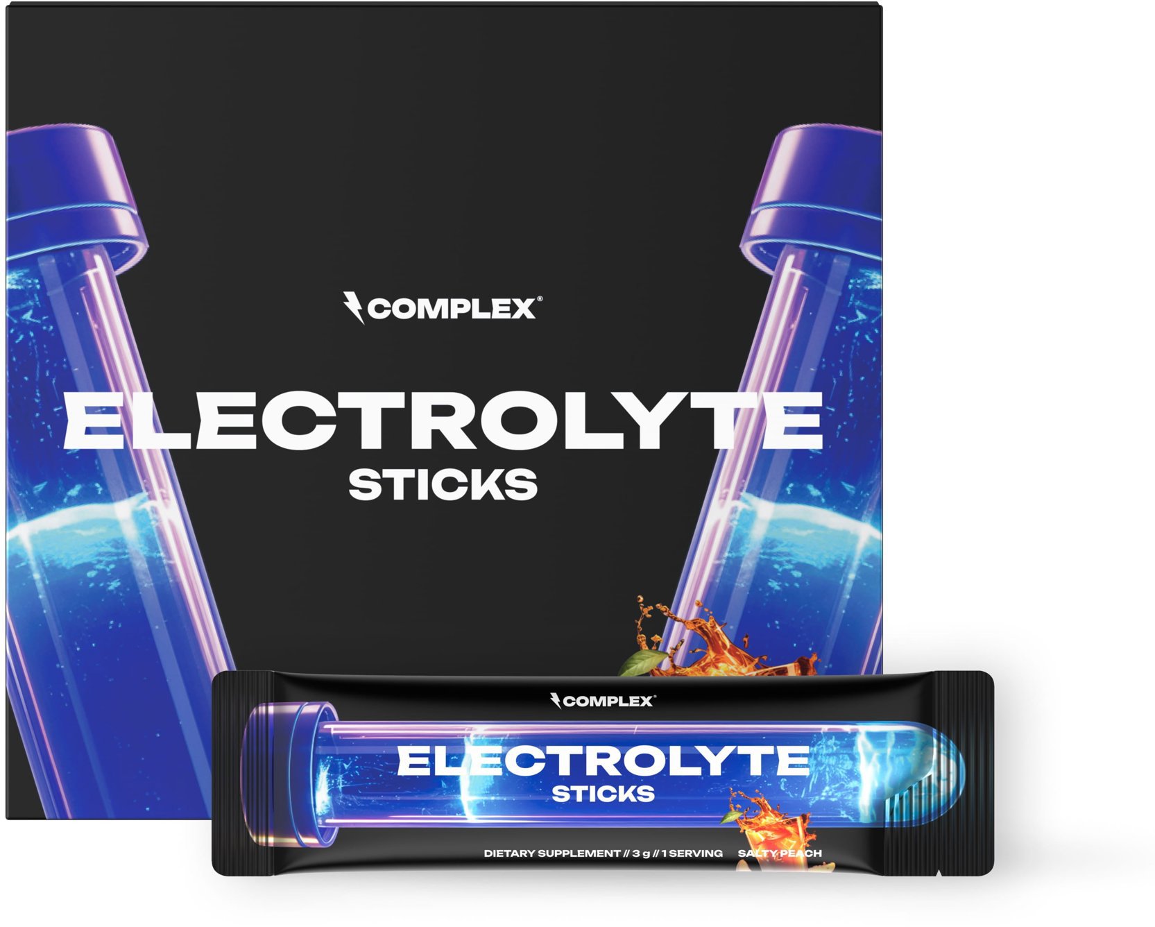 Complex Electrolyte Hydration Sticks, 90 g (30 × 3 g), Salty Peach