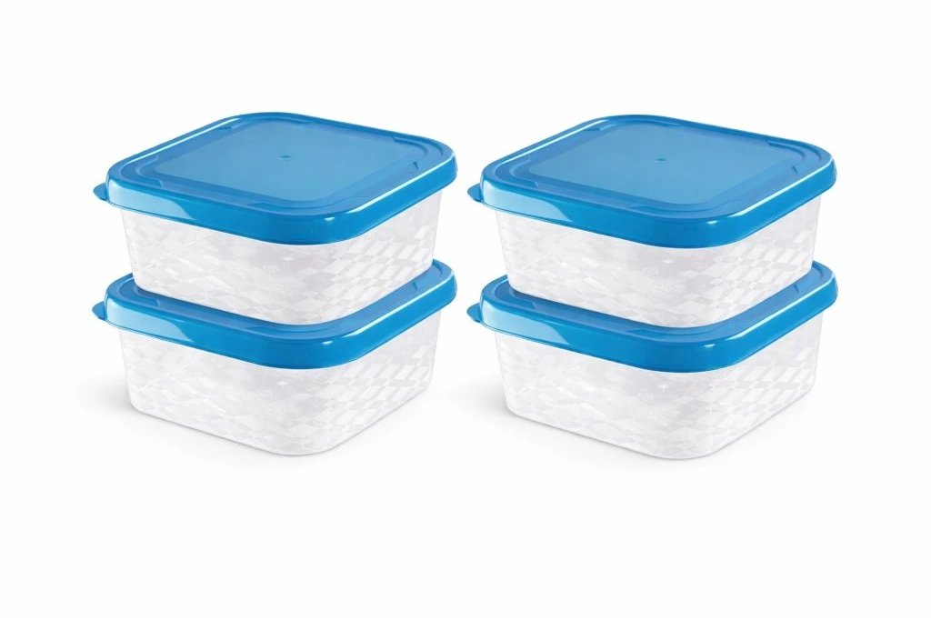 BRANQ Sada dóz na potraviny Blue box 1,25 l , čtvercová, 4 ks