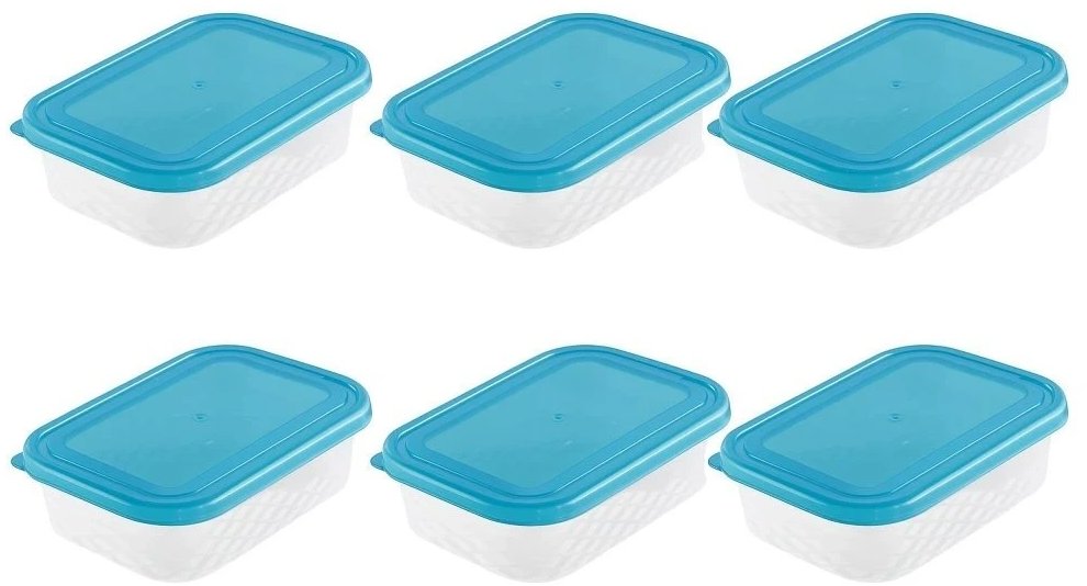 BRANQ Sada dóz na potraviny Blue box 0,5 l, obdelníková, 6 ks